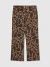 Reiss Brown Leopard-print Flared Jeans In Multi