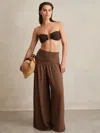 Reiss Brown Lyocell Blend Wide Leg Trousers In Multi