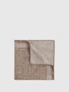 Reiss Brown Melange Silk Reversible Pocket Square