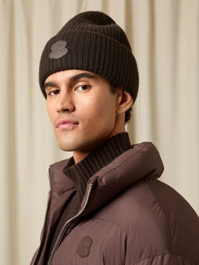 Reiss Brown Monogram Appliqué Wool Beanie