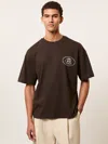 Reiss Brown Monogram Print Cotton Oversized T-shirt