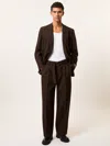 Reiss Brown Monogram Relaxed-fit Belted Trousers In Multi