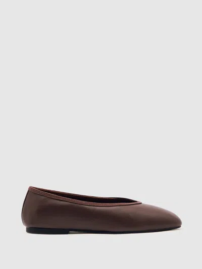 Reiss Brown Nappa Leather Ballet Flats