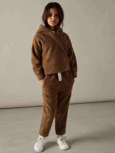 Reiss Brown Orla 4-9 Yrs Borg Hoodie And Joggers Set