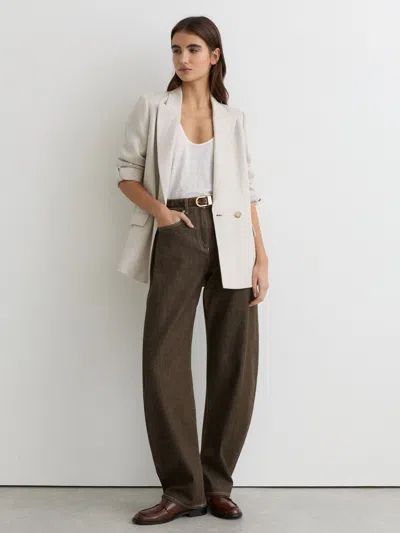 Reiss Brown Petite Barrel-leg Jeans In White