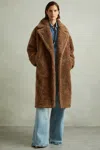 Reiss Brown Teddy Coat With Wool In Brown