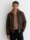 Reiss Brown Shearling Zip-through Leather Jacket In Brown