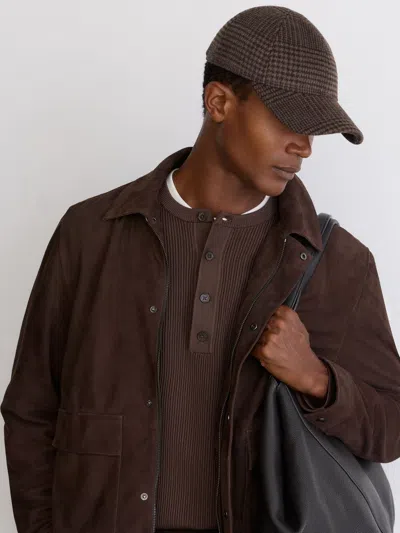 Reiss Brown Rover Wool-blend Houndstooth-check Baseball Cap