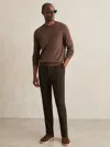 Reiss Brown Slim-fit Internal-drawstring Trousers