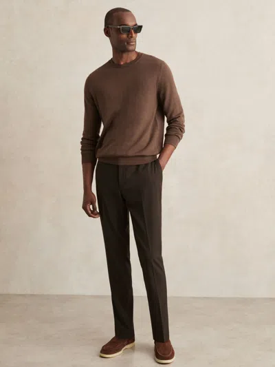 Reiss Brown Slim Fit Internal Drawstring Trousers