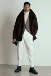 Reiss Brown Stringer Atelier Suede Shearling Jacket In Brown