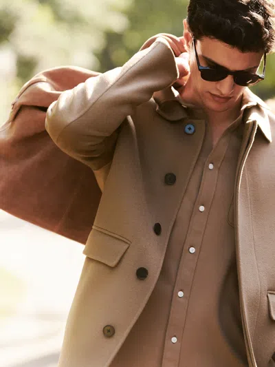 Reiss Brown Wool Blend Double Face Button Jacket In Transparent