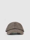 Reiss Brown Wool-blend Houndstooth-check Cap In Brown