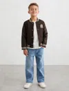 Reiss Brown/off White 9-13 Yrs Monogram Relaxed Varsity Jacket Unisex Fit In Animal Print