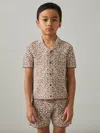 Reiss Brown/off White River 3-9 Yrs Tile Pattern Knit Shirt