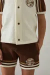 Reiss Brown/taupe Brown/white Chenille Airlines Embroidery Shorts In Multi