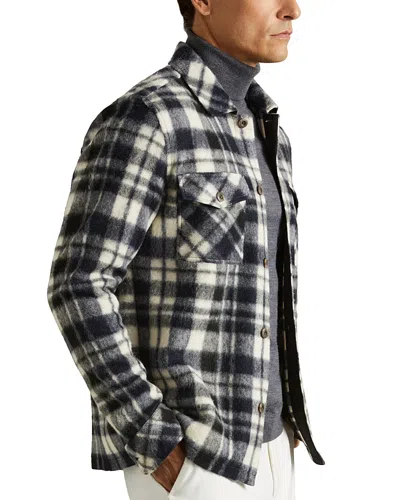 Reiss Navy Patch-pocket Checked Overshirt