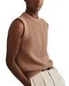 Reiss Soft Camel Cotton-blend Crochet Vest In Brown