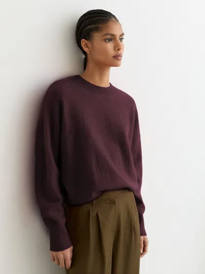Reiss Burgundy Brushed Cashmere Crew Neck Jumper