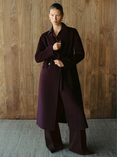 Reiss Burgundy Double-breasted Blindseam Coat Wool-blend