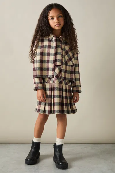 Reiss Kids' Burgundy 9-13 Yrs Oversized Woven Check Shirt