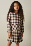 Reiss Burgundy 9-13 Yrs Check Piped Pleated Dress
