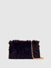 Reiss Burgundy Faux Fur Shoulder Bag In Burgundy