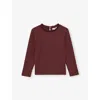 Reiss Kids' Burgundy Flora Frill-neck Stretch-cotton Top 9-13