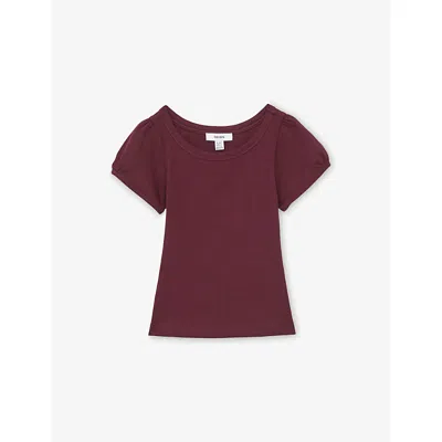Reiss Kids' Burgundy Gracie Ribbed Stretch-cotton Top 3