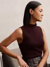 Reiss Burgundy High Neck Sleeveless Top In Brown