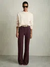 Reiss Burgundy High Rise Flared Trousers