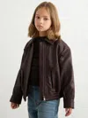 Reiss Burgundy Oversize Leather Bomber Jacket In Burgundy