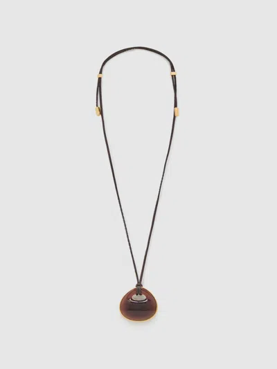 Reiss Burgundy Large Resin Pendant Necklace In Black