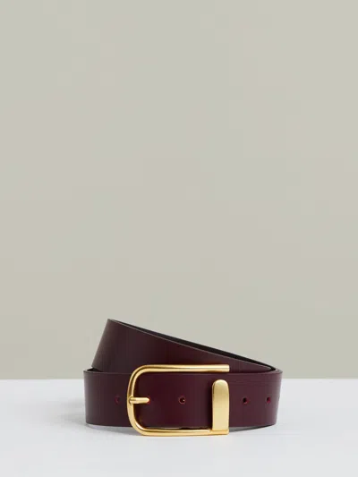 Reiss Burgundy Leather Half Keeper Belt