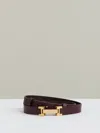 Reiss Burgundy Leather Square Hinge Belt