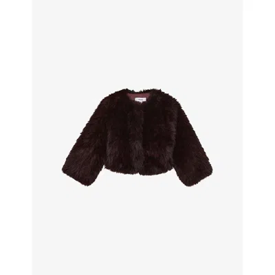 Reiss Kids' Marco Cropped Faux-fur Jacket 9-13 In Brown