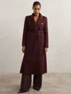 Reiss Burgundy Petite Double-breasted Blindseam Coat Wool-blend
