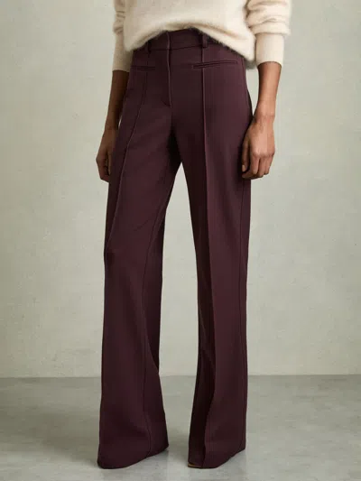 Reiss Burgundy Petite High Rise Flared Trousers