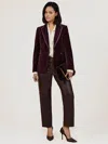 Reiss Burgundy Petite Velvet Single-breasted Suit Blazer In Brown