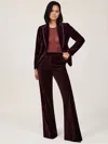 Reiss Burgundy Petite Velvet Tuxedo-stripe Flared Trousers