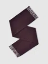 Reiss Womens Burgundy Picton Fringed Wool And Cashmere Scarf In Burgundy