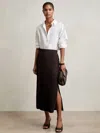 Reiss Burgundy Pleated Jersey Midi Skirt In Black