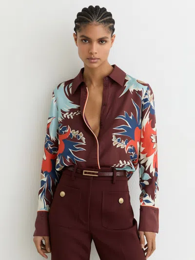 Reiss Burgundy Printed Button-through Shirt