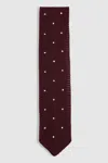 Reiss Burgundy Punto Spot Silk Knitted Pin-dot Tie