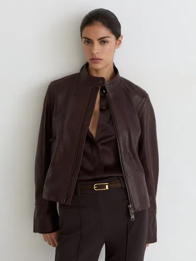 Reiss Burgundy Red Erin Petite Jacket In Brown