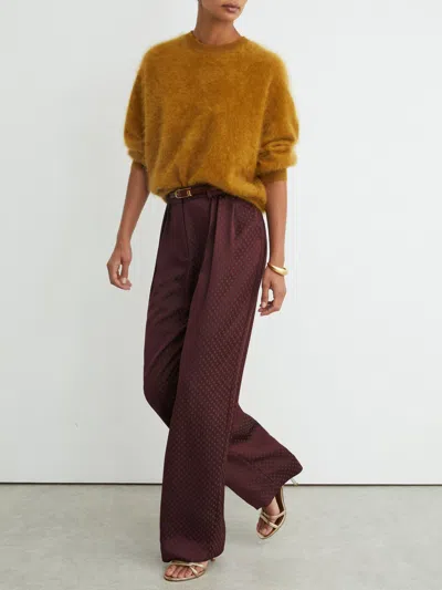 Reiss Burgundy Red Tilly Petite Jacquard Wide-leg Pleated Trousers In Brown