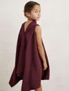 Reiss Burgundy 9-13 Yrs High-neck Drape Back Dress In Burgundy