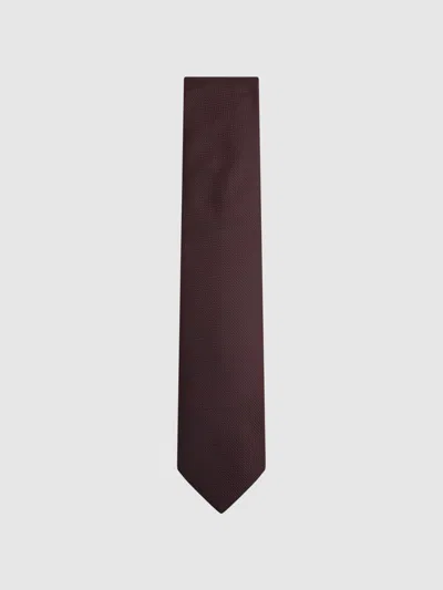 Reiss Burgundy Textured Silk Blend Tie