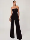 Reiss Burgundy Velvet Drape Strapless Jumpsuit In Black