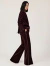 Reiss Burgundy Velvet Tuxedo-stripe Flared Trousers In Burgundy